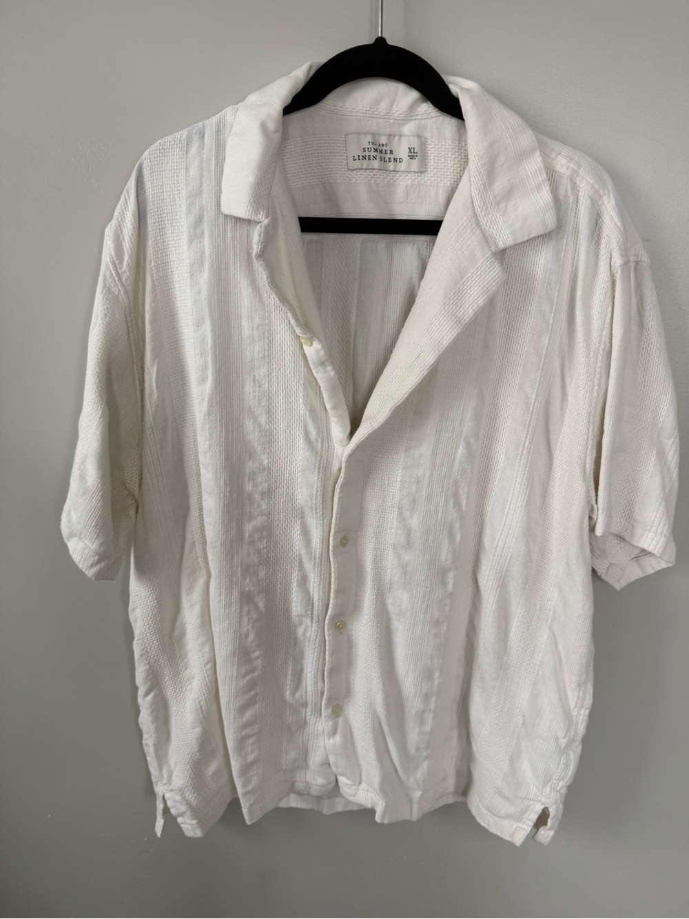 Abercrombie & Fitch White Short-Sleeve Button-Down Camp Shirt